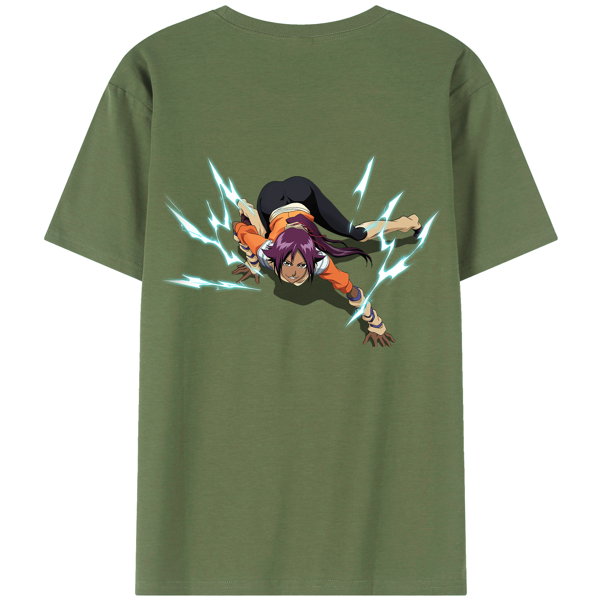 （画像用） ブリーチ 四楓院 夜一（しほういん よるいち） BLEACH Shihouin Yoruichi 綿100％ メンズ半袖Tシャツ（バックプリント） 通気性